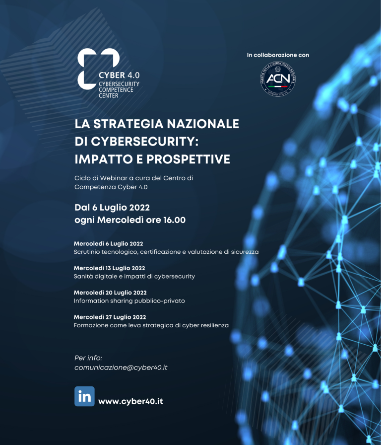 Ciclo di Webinar “La Strategia nazionale di Cybersecurity: Impatto e prospettive”