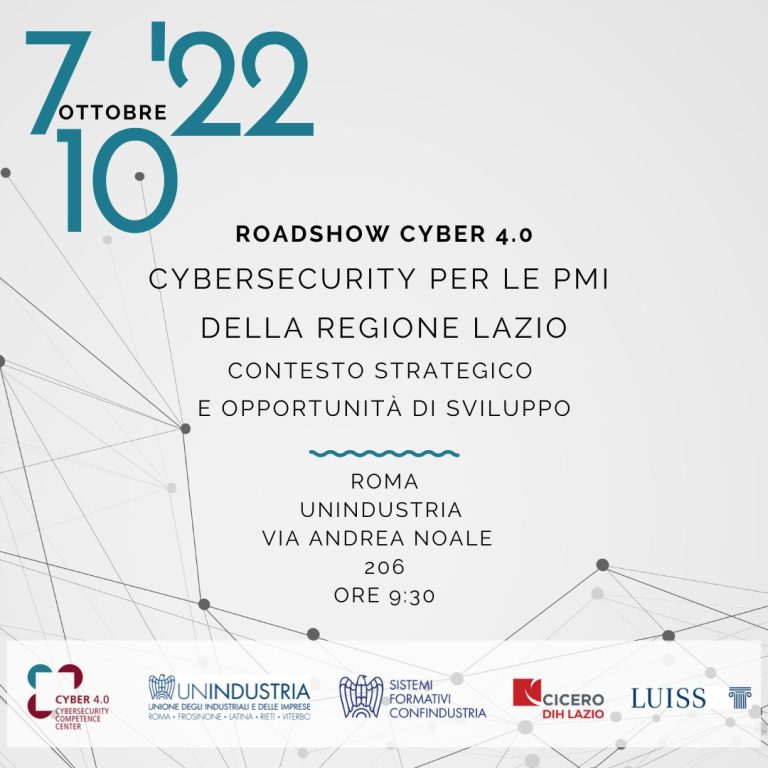 ECSM: Parte dal Lazio il Roadshow Cyber 4.0 per le PMI