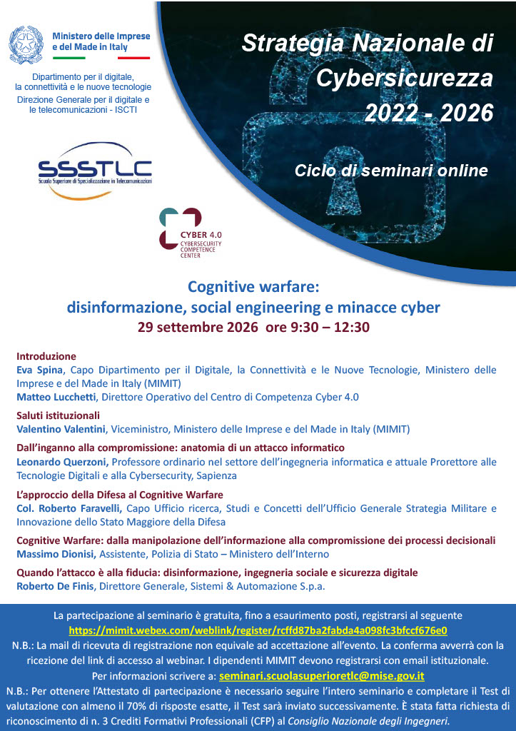 Il quarto appuntamento del ciclo di Webinar col MIMIT è a tema "Warfare"
